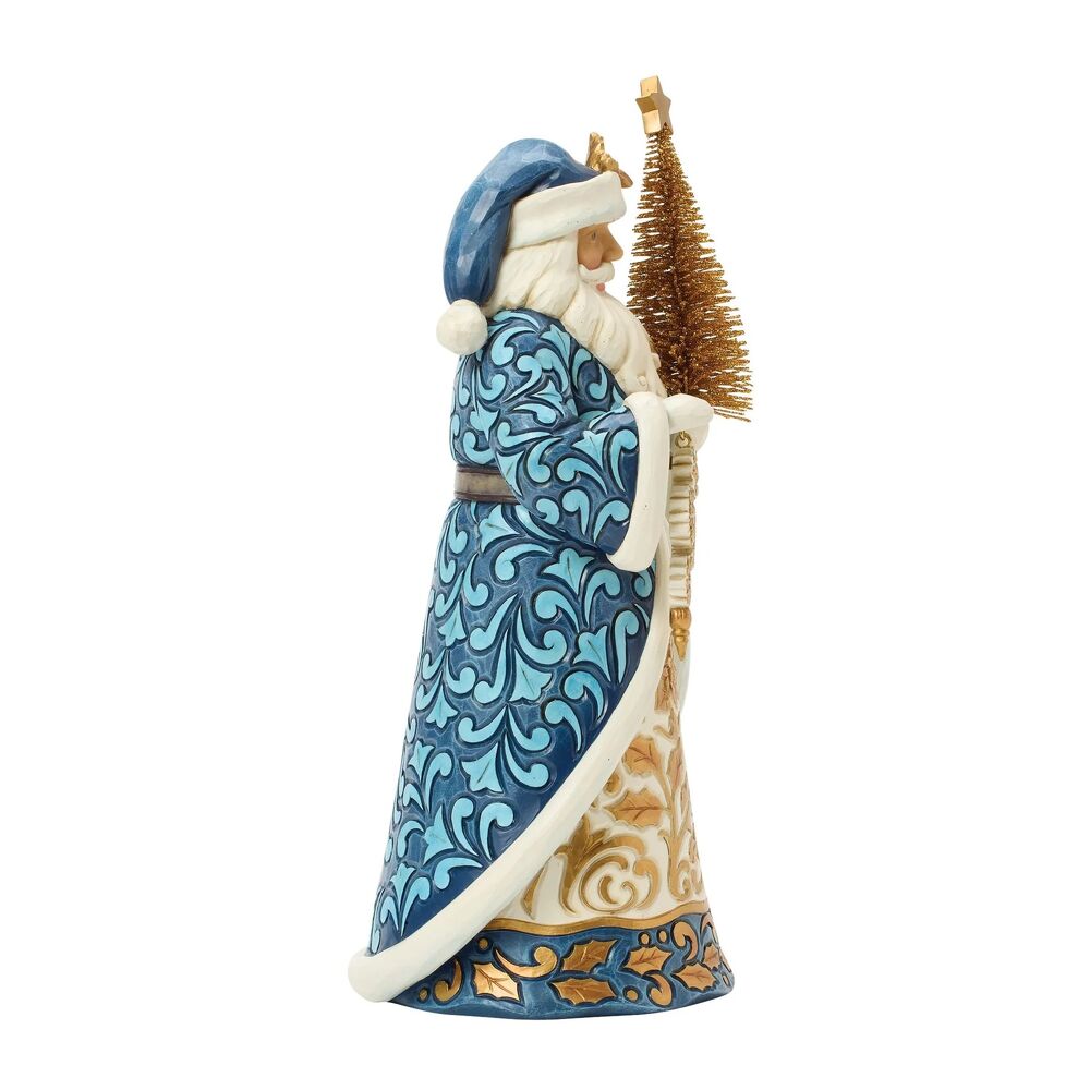 Jim Shore Heartwood Creek - Blue & Gold Santa with Sisal Tree