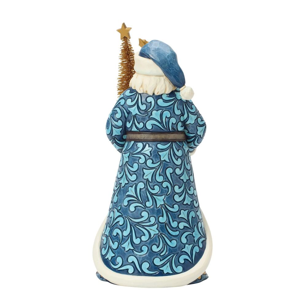 Jim Shore Heartwood Creek - Blue & Gold Santa with Sisal Tree