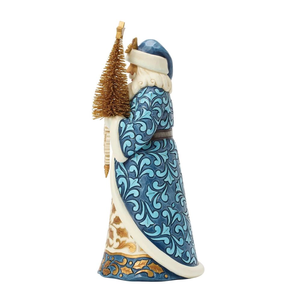 Jim Shore Heartwood Creek - Blue & Gold Santa with Sisal Tree