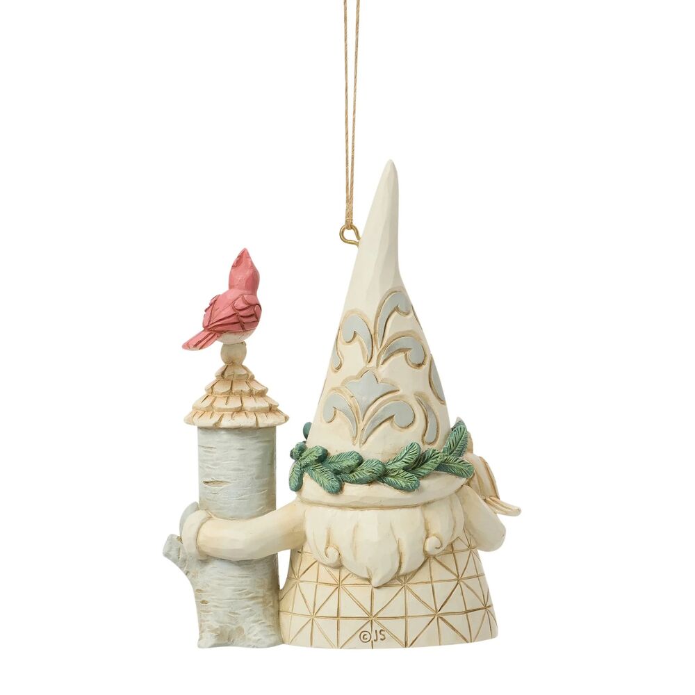 Jim Shore Heartwood Creek White Woodland - Gnome with Birdhouse Hanging Ornament
