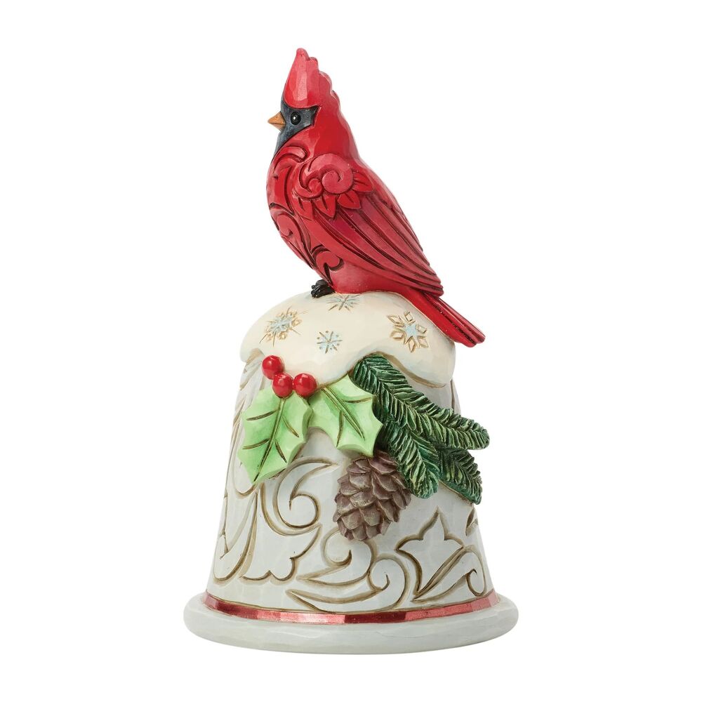 Jim Shore Heartwood Creek - Cardinal Perched on Bell Pint Sized Figurine