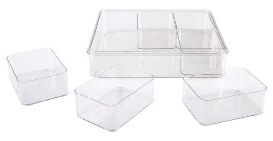 Alfresco Lane 6 Compartment Square Grazing Box with Carry Handles - Clear