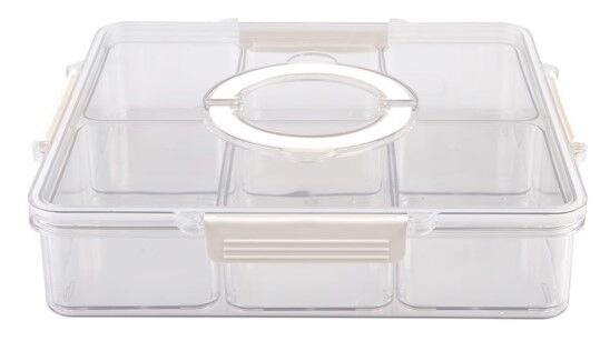 Alfresco Lane 6 Compartment Square Grazing Box with Carry Handles - Clear