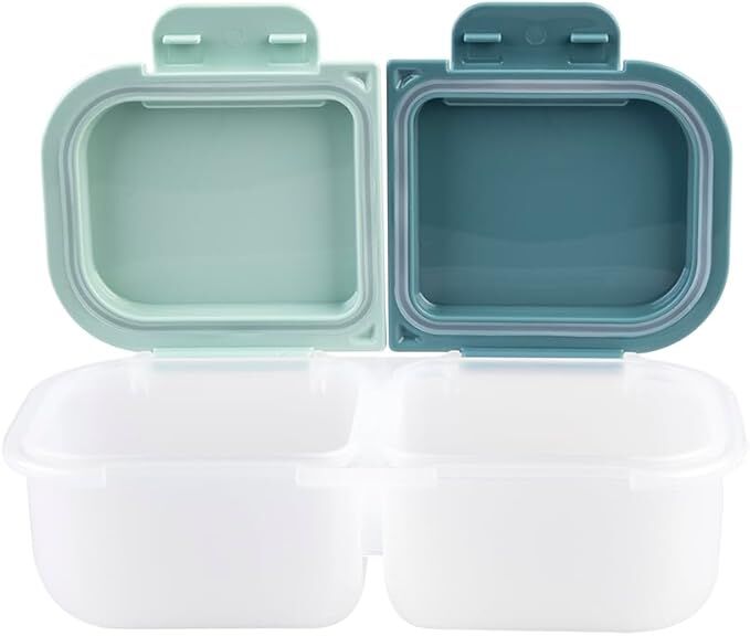 Melii - Luxe 2-Compartment Snack Containers Blue Mint (Set of 2)