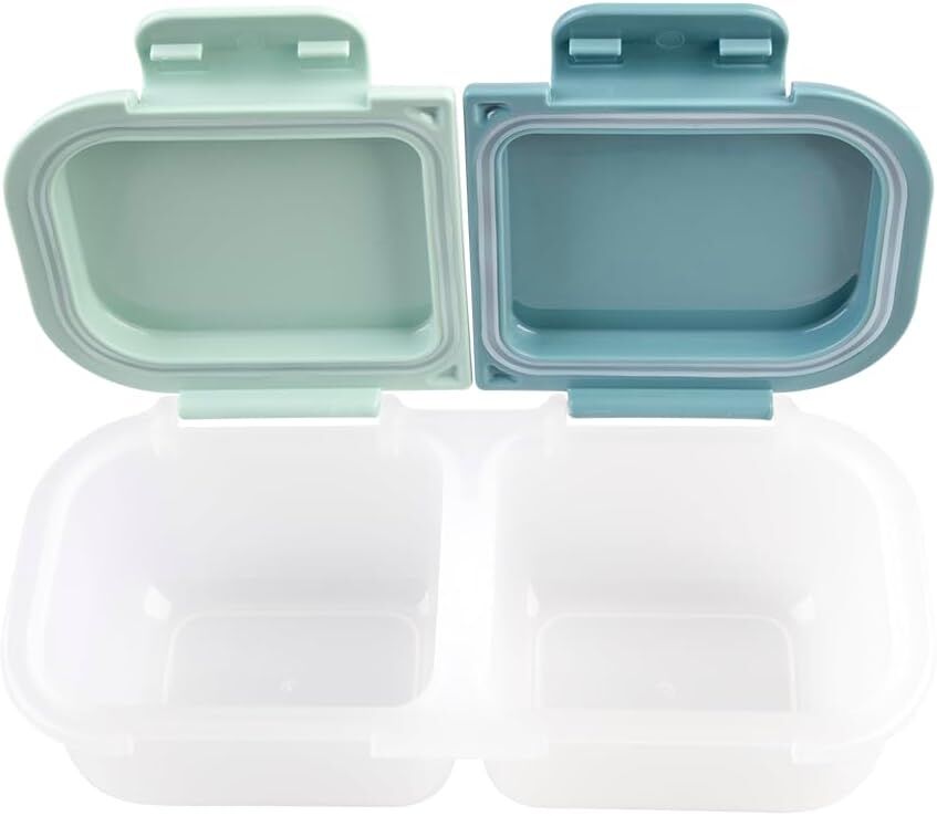 Melii - Luxe 2-Compartment Snack Containers Blue Mint (Set of 2)