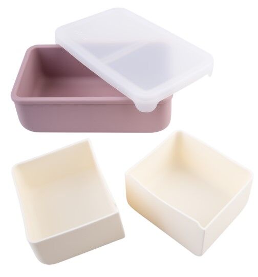 Melii - Luxe Silicone Bento Box with Dividers 700ml Pink Ivory