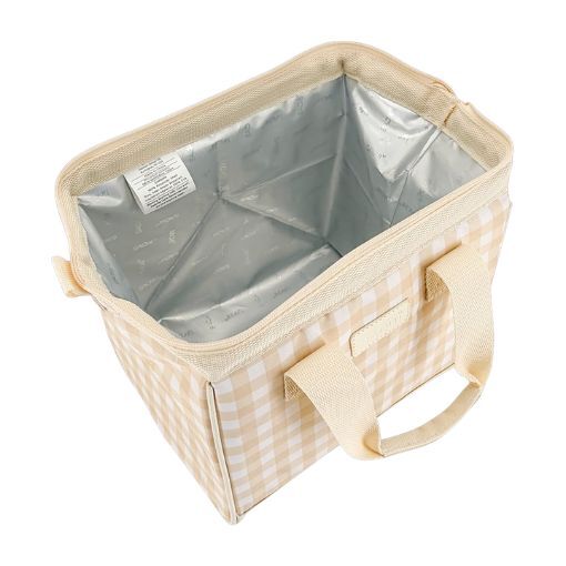 Sachi Insulated Lunch Bag - Beige Gingham