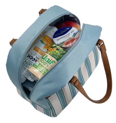 Sachi Insulated Cali Lunch Bag - Hazy Blue Stripes