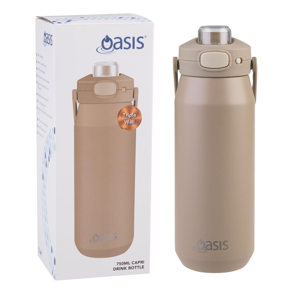 Oasis Capri Triple Wall Insulated Water Bottle - 750ml Latte