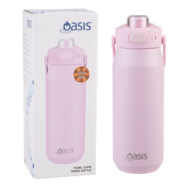Oasis Capri Triple Wall Insulated Water Bottle - 750ml Pink Lemonade