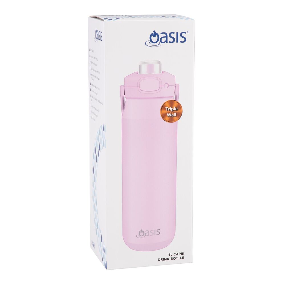 Oasis Capri Triple Wall Insulated Water Bottle - 1L Pink Lemonade