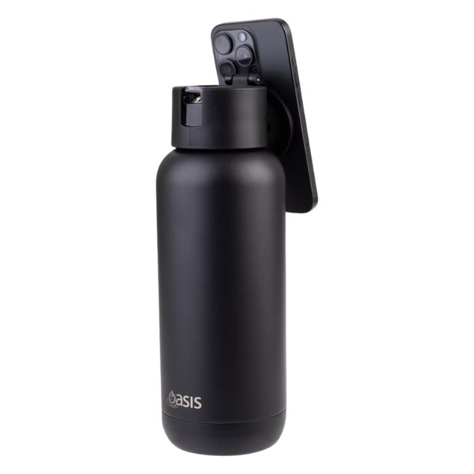 Oasis Moda Mag-Grip Triple Wall Insulated Water Bottle - 1L Black