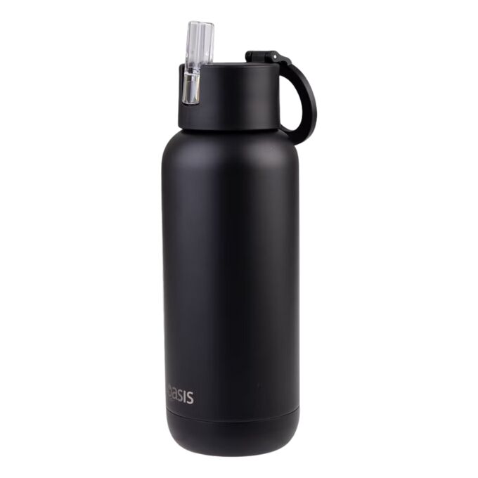Oasis Moda Mag-Grip Triple Wall Insulated Water Bottle - 1L Black