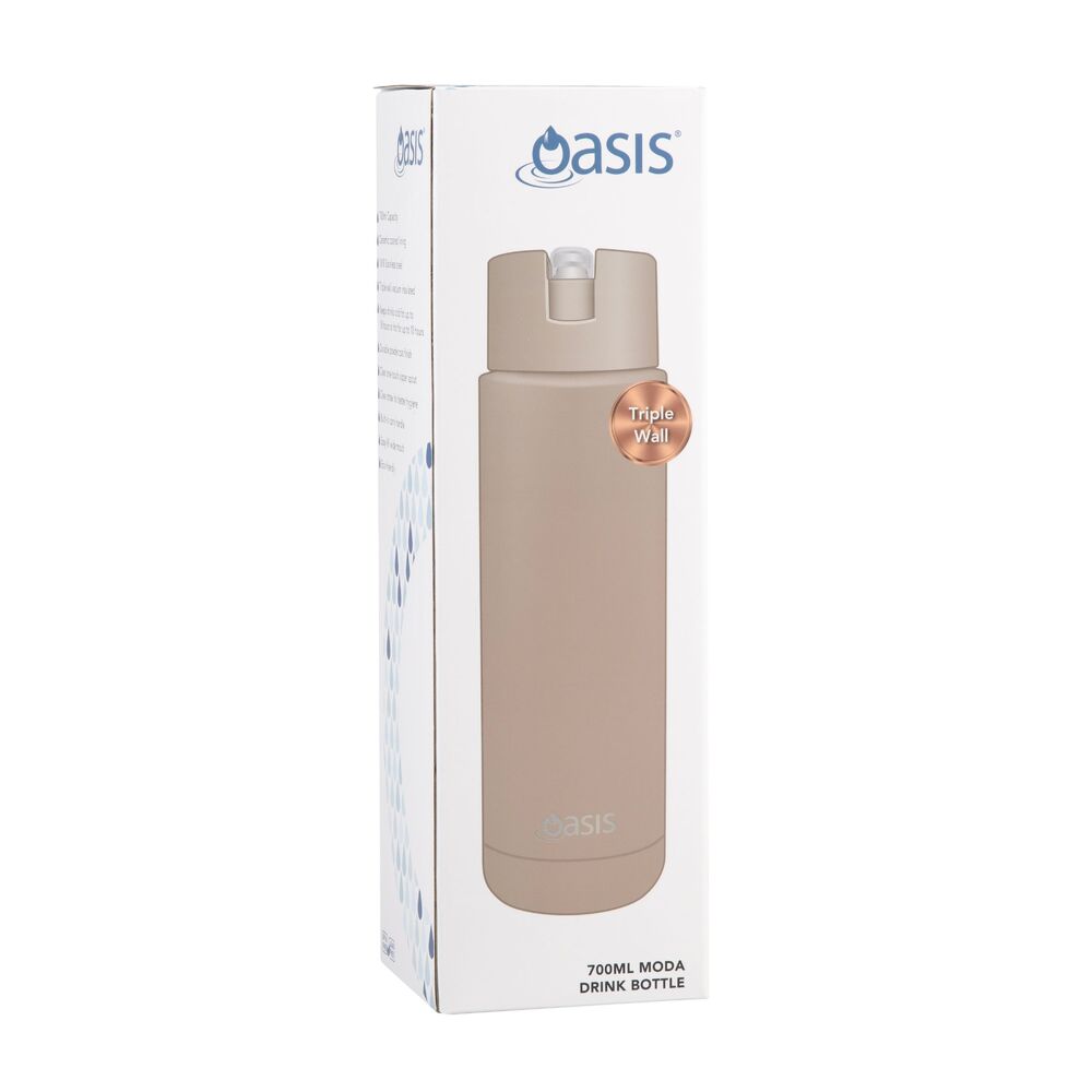 Oasis Moda Triple Wall Insulated Water Bottle - 700ml Latte