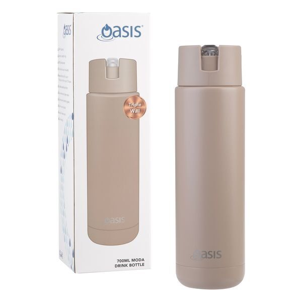Oasis Moda Triple Wall Insulated Water Bottle - 700ml Latte