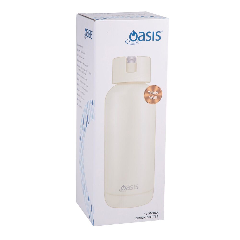 Oasis Moda Triple Wall Insulated Water Bottle - 1L Alabaster