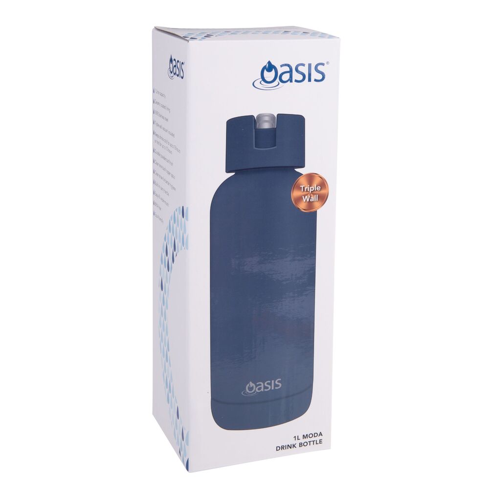 Oasis Moda Triple Wall Insulated Water Bottle - 1L Indigo