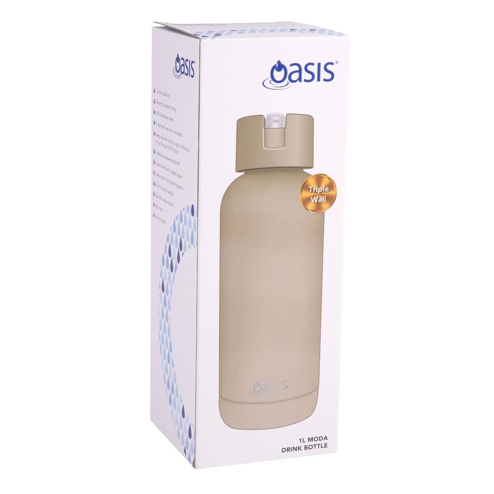 Oasis Moda Triple Wall Insulated Water Bottle - 1L Latte