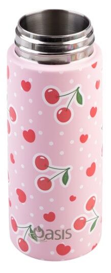 Oasis Double Wall Insulated Sipper Straw Kid's Drink Bottle - 550ml Cherry Crush