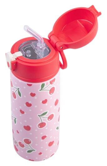 Oasis Double Wall Insulated Sipper Straw Kid's Drink Bottle - 550ml Cherry Crush
