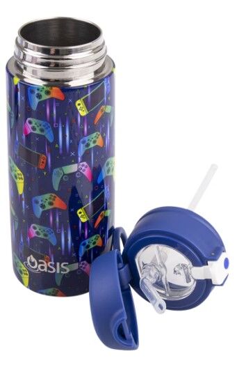 Oasis Double Wall Insulated Sipper Straw Kid's Drink Bottle - 550ml Gamer