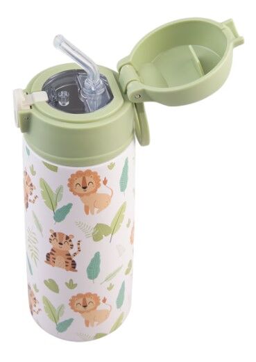 Oasis Double Wall Insulated Sipper Straw Kid's Drink Bottle - 550ml Jungle Buddies