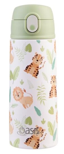Oasis Double Wall Insulated Sipper Straw Kid's Drink Bottle - 550ml Jungle Buddies
