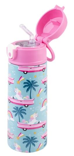 Oasis Double Wall Insulated Sipper Straw Kid's Drink Bottle - 550ml Pink Cadillac