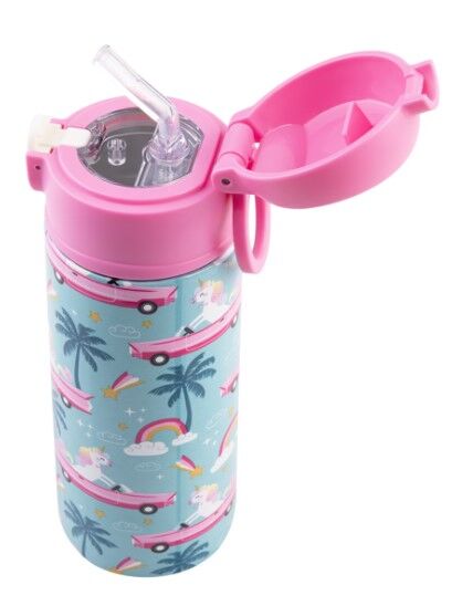Oasis Double Wall Insulated Sipper Straw Kid's Drink Bottle - 550ml Pink Cadillac