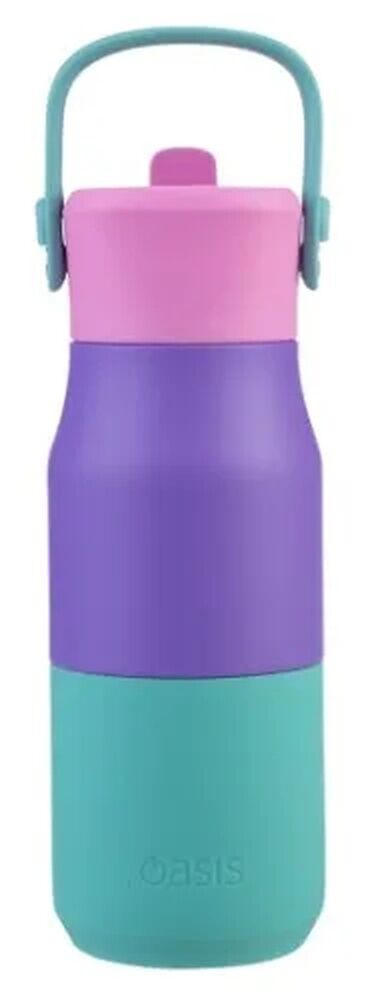 Oasis Double Wall Insulated Sipper Jnr Drink Bottle - 400ml Mermaid Purple