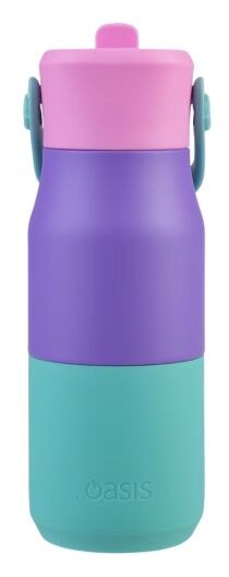 Oasis Double Wall Insulated Sipper Jnr Drink Bottle - 400ml Mermaid Purple