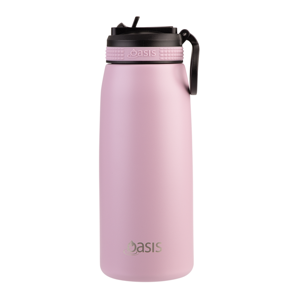 Oasis Sports Double Wall Insulated Water Bottle with Sipper - 780ml Blush