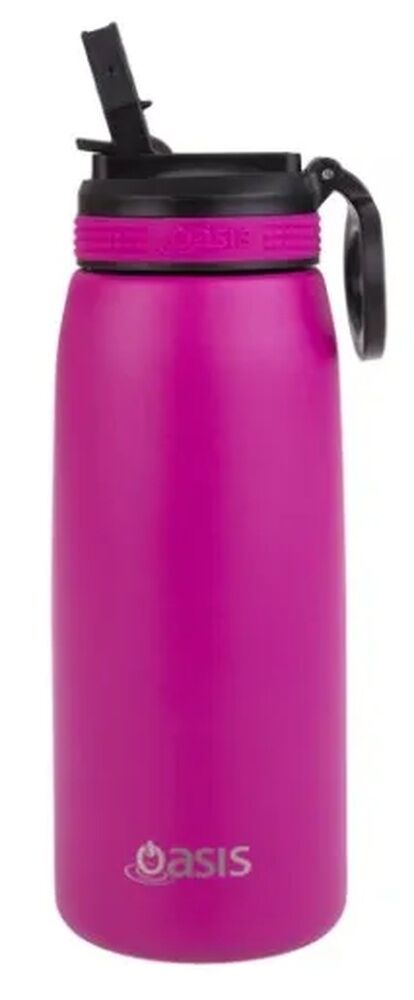 Oasis Sports Double Wall Insulated Water Bottle with Sipper - 780ml Fuschia