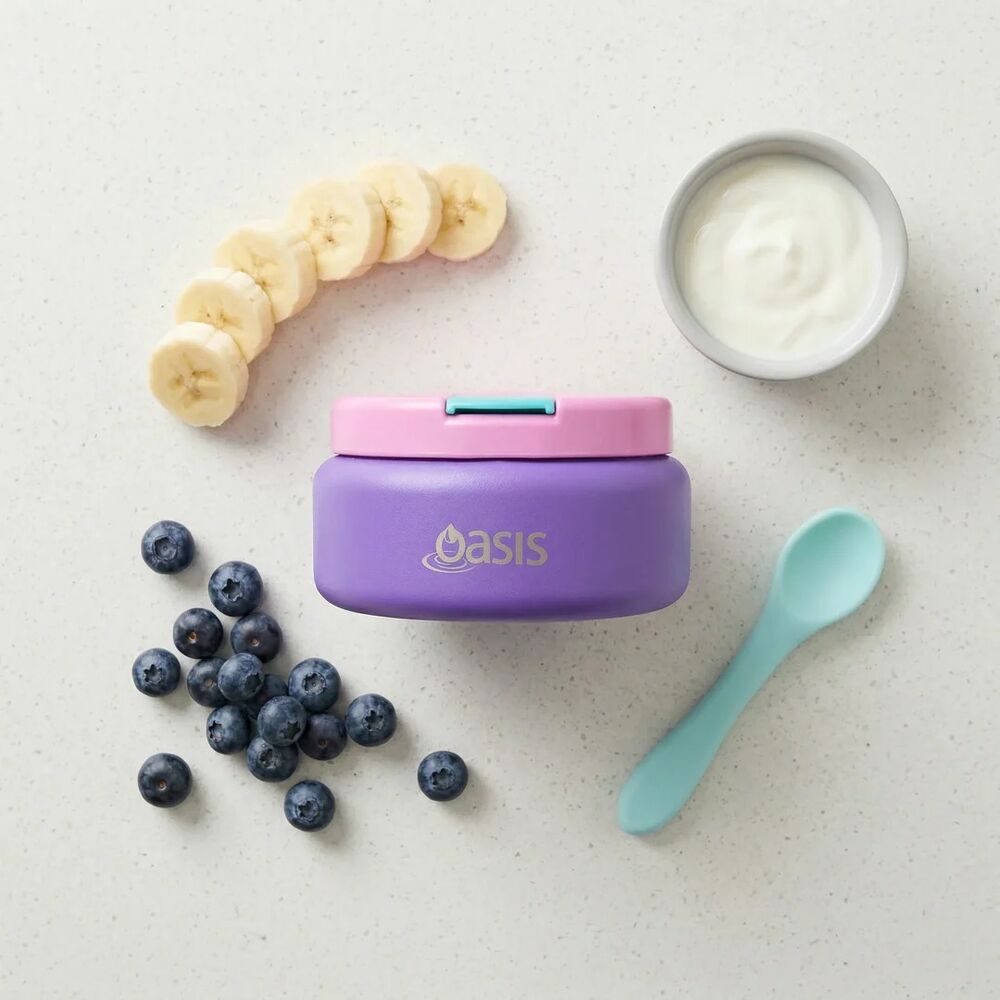 Oasis Double Wall Insulated Quick Release Lid Food Flask - 230ml Mermaid Purple