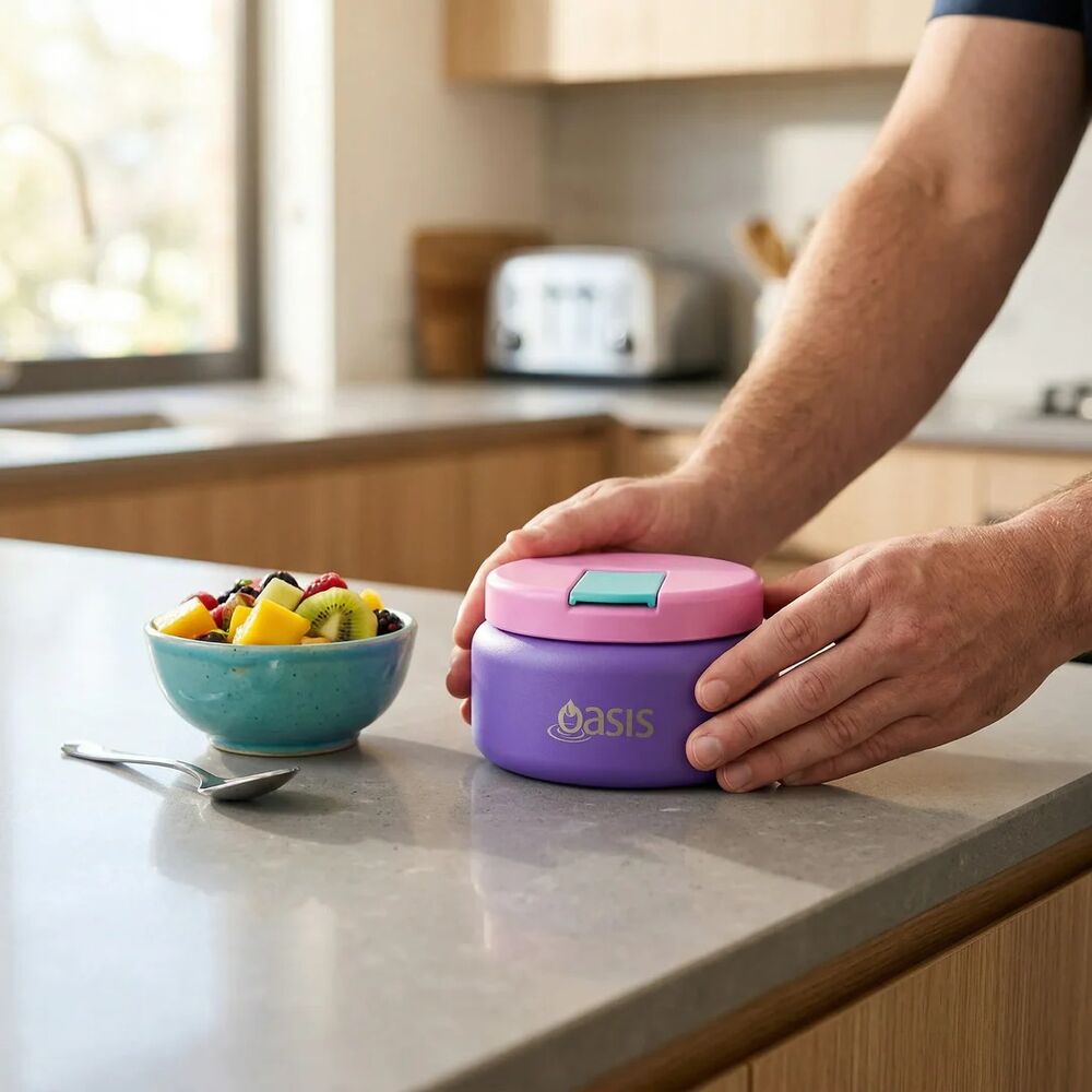 Oasis Double Wall Insulated Quick Release Lid Food Flask - 230ml Mermaid Purple