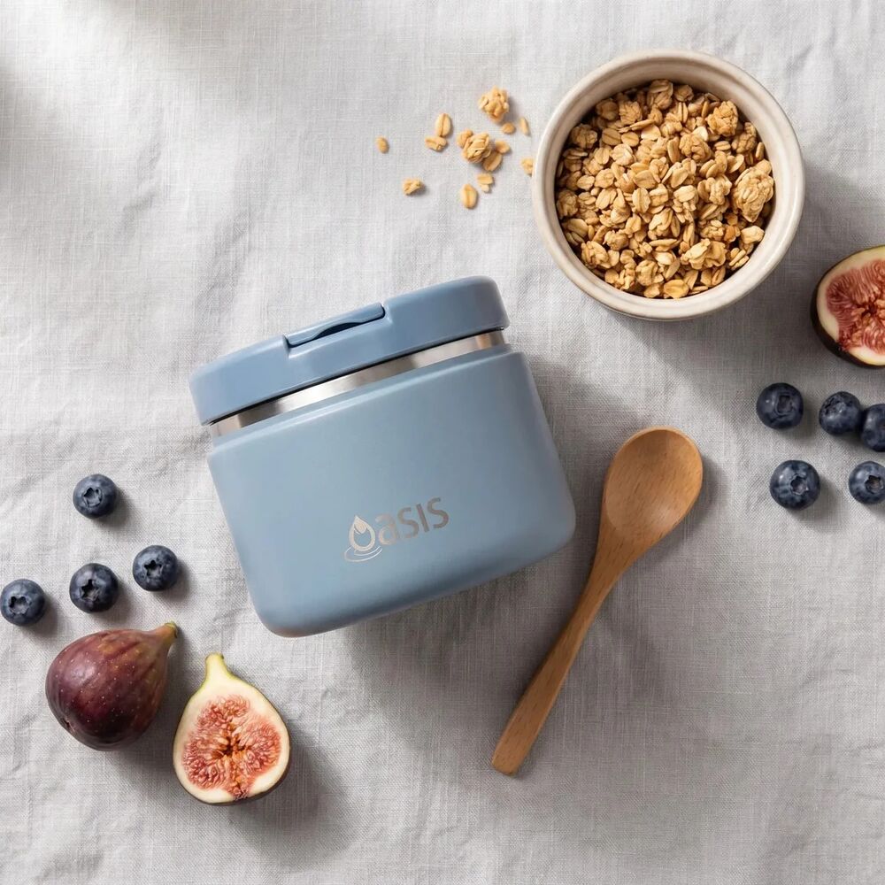 Oasis Double Wall Insulated Quick Release Lid Food Flask - 300ml Hazy Blue