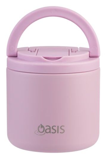 Oasis Double Wall Insulated Quick Release Lid & Spork Food Flask - 500ml Blush