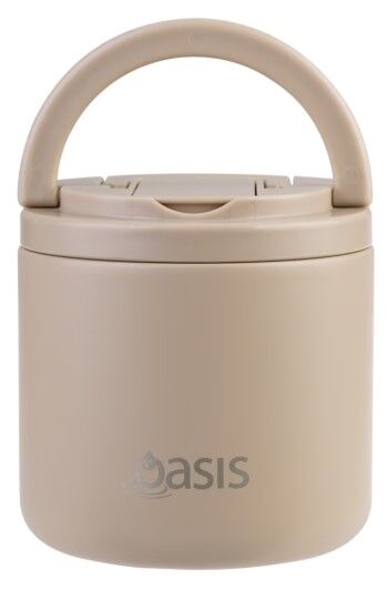 Oasis Double Wall Insulated Quick Release Lid & Spork Food Flask - 500ml Latte
