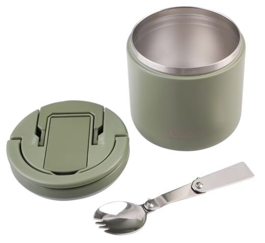 Oasis Double Wall Insulated Quick Release Lid & Spork Food Flask - 500ml Olive Green