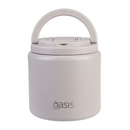 Oasis Double Wall Insulated Quick Release Lid and Spork Food Flask - 700ml Stone
