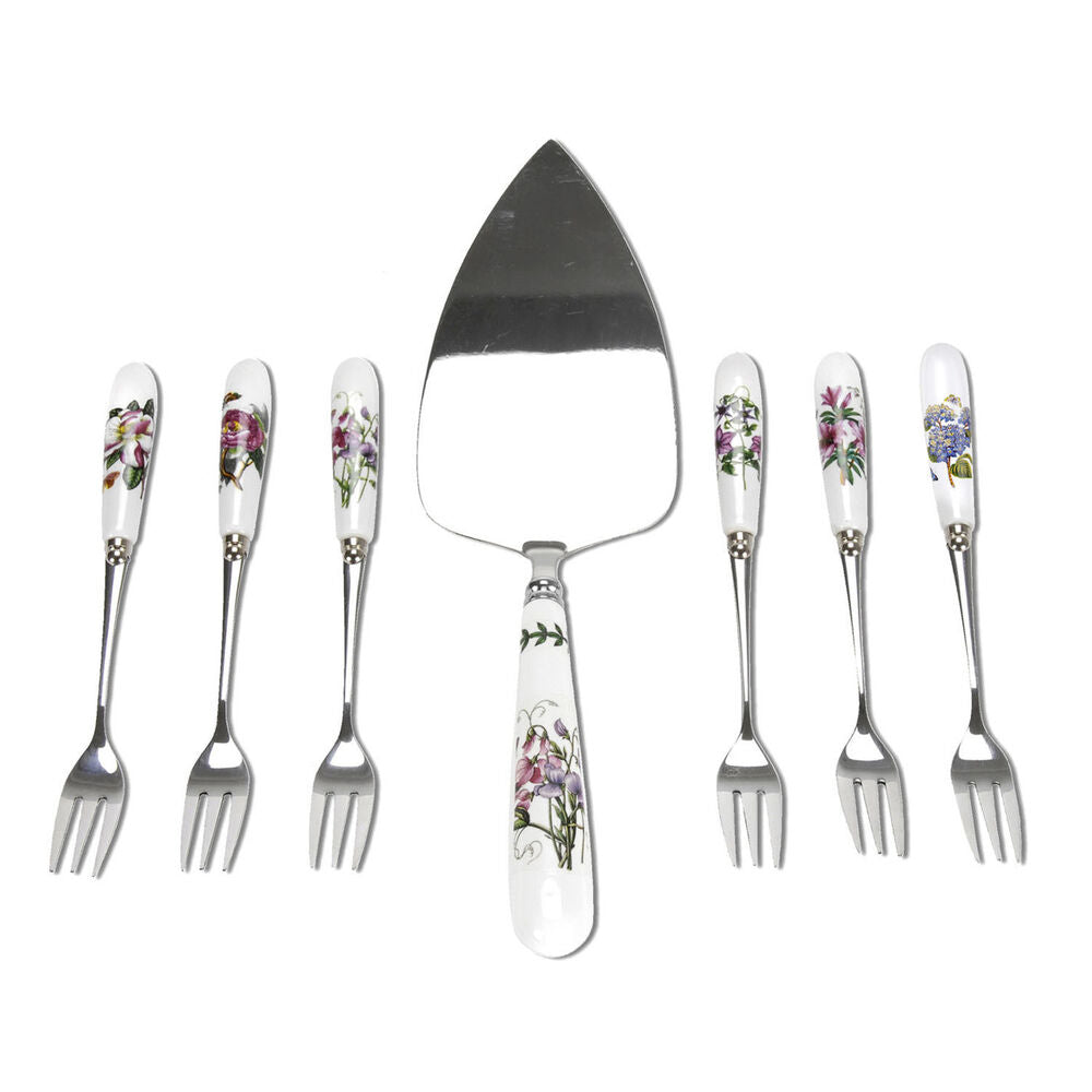 Portmeirion Botanic Garden - Cake Slice & Pastry Forks (Set of 7)