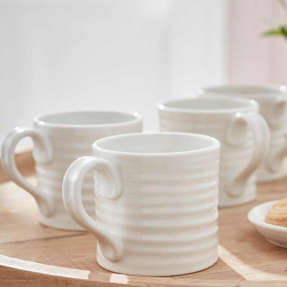 Sophie Conran for Portmeirion - White Short Mugs 230ml (Set of 4)