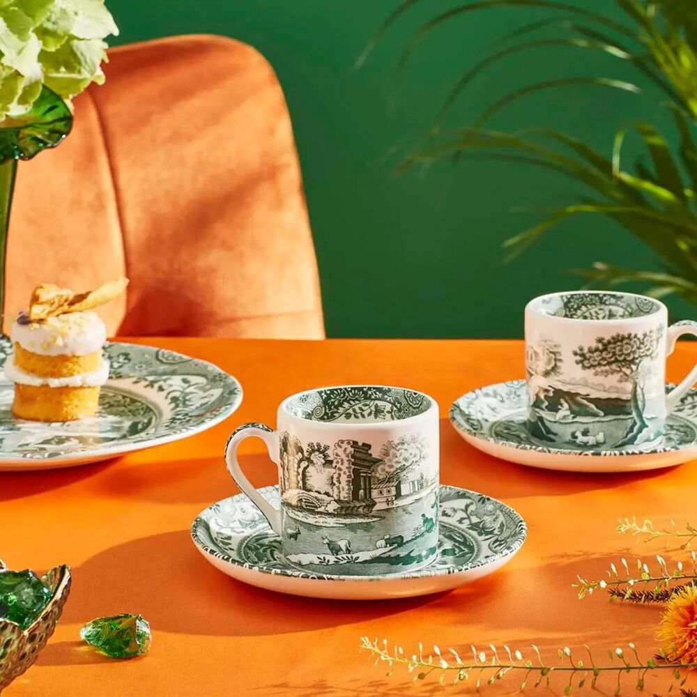 Spode Heritage Green Italian - Espresso Cup & Saucer (Set of 4)