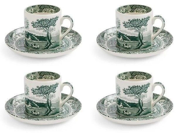 Spode Heritage Green Italian - Espresso Cup & Saucer (Set of 4)