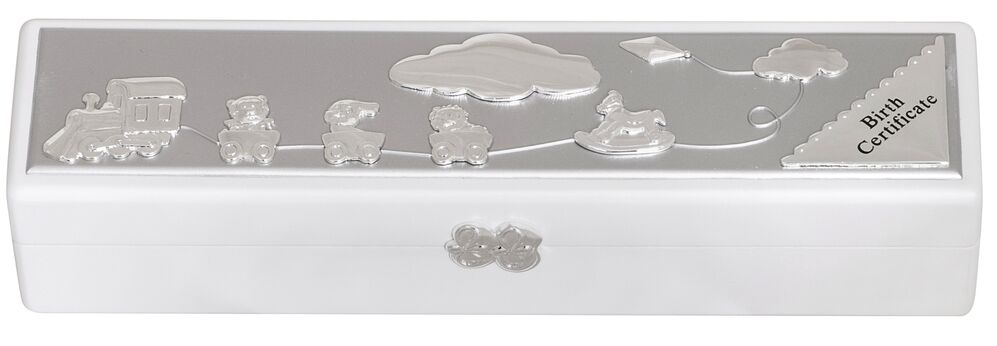 Russell Collection - Silver-Plated Birth Certificate Box White