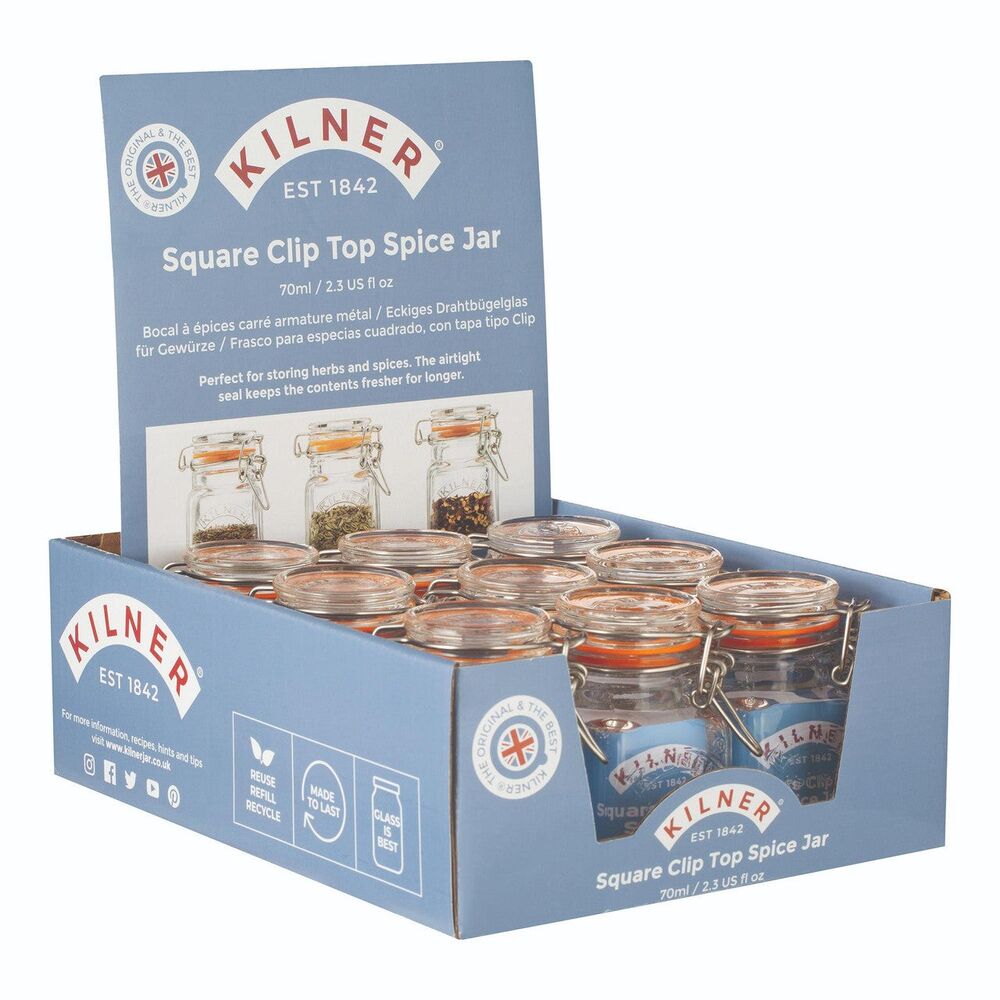 Kilner Square Clip Top Spice Jar - 70ml