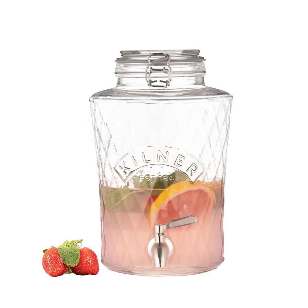 Kilner Clip Top Diamond Dispenser With Stainless Steel Tap - 5 Litre