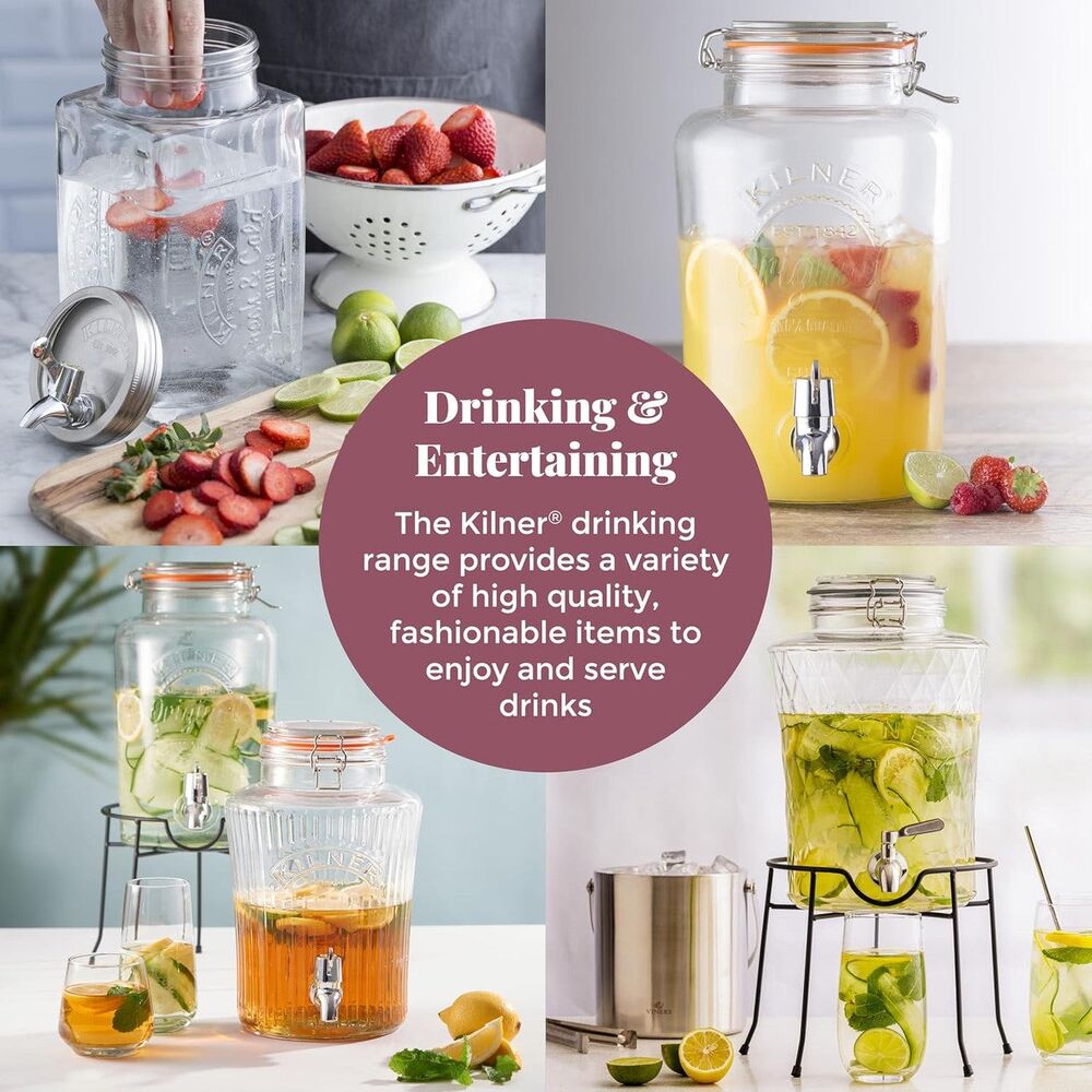 Kilner Clip Top Diamond Dispenser With Stainless Steel Tap - 5 Litre