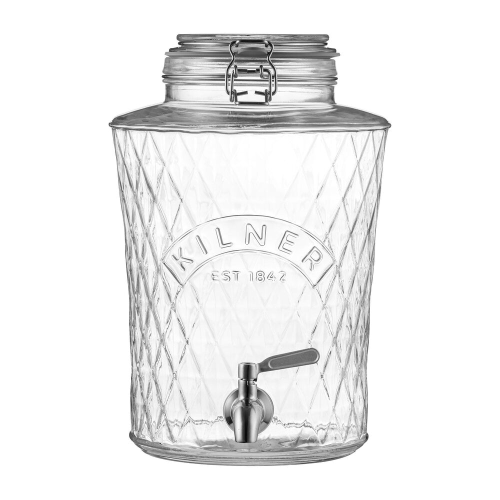 Kilner Clip Top Diamond Dispenser With Stainless Steel Tap - 5 Litre