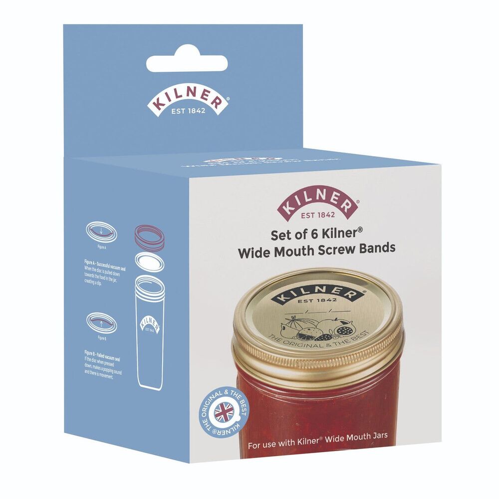 Kilner Wide Mouth Preserve Screw Bands - Pack Of 6